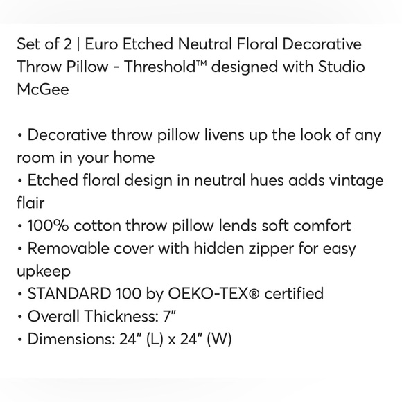 This listing is for 2 NWT Studio McGee pillows. - Picture 7 of 10
